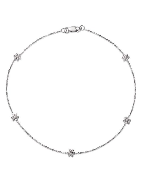 Diamond Flower Station Chain Link Bracelet in 14K White Gold, 0.25 ct. t.w. - 100% Exclusive
