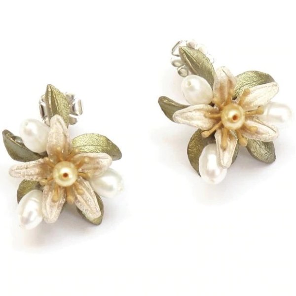 Orange Blossom Button Post Earrings | Nature Jewelry