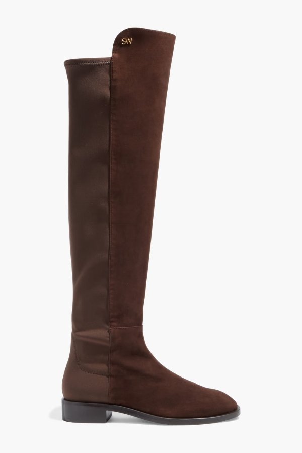 Keelan suede and stretch-ponte over-the-knee boots