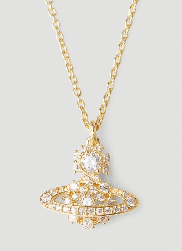 Crystal Embellished Pendant Necklace in Gold - Vivienne Westwood