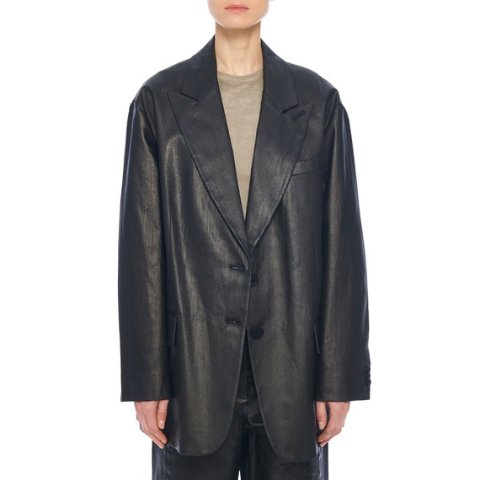 Tibi TibiLiam Coated Denim Tuxedo JacketTibiLiam Coated Denim Tuxedo Jacket