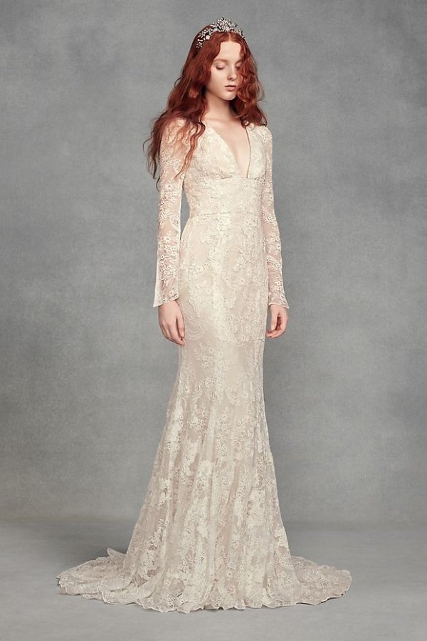 White by Vera Wang Bell Sleeve Lace Wedding Dress