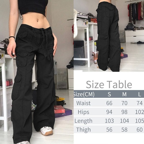 10.79US $ 66% OFF|Y2k Pockets Cargo Pants For Women Straight Oversize Pants Harajuku Vintage 90s Aesthetic Low Waist Trousers Wide Leg Baggy Jeans - Pants & Capris - AliExpress