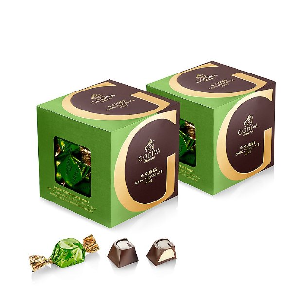 Dark Chocolate Mint G Cube Box, Set of 2, 22 pcs. each | GODIVA