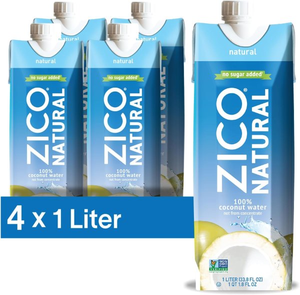 Zico 100% Coconut Water 33.8 Fl Oz (Pack of 4)