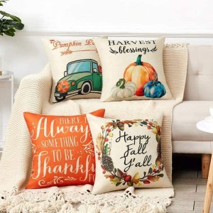 Anickal Thanksgiving Fall Pillow Covers 18x18 Inch Set of 4