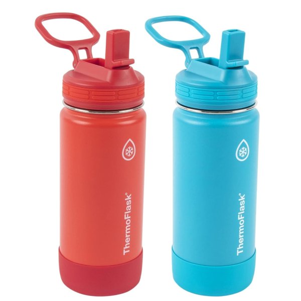 Double Wall Vacuum Insulated Stainless Steel 2-Pack of Water Bottles, 16 Ounce