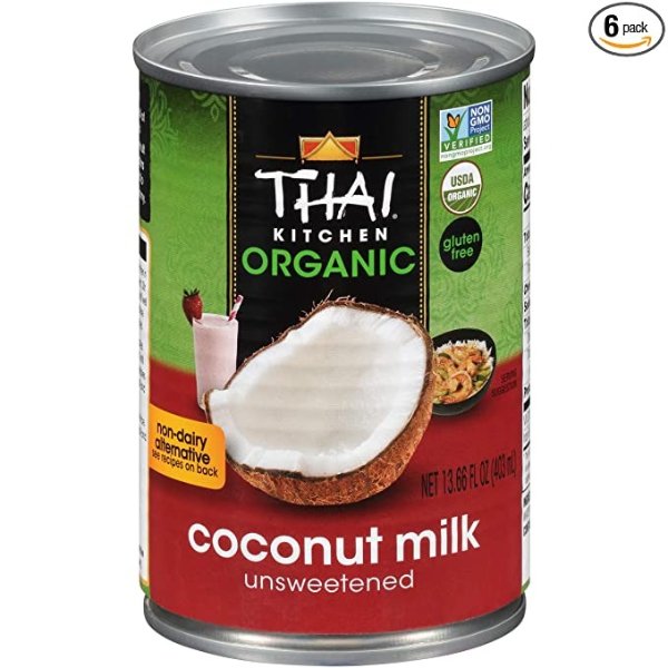 Thai Kitchen Organic Unsweetened Coconut Milk, 13.66 Fl Oz (Pack of 6)