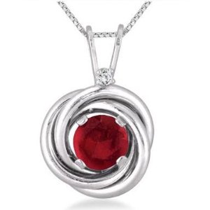 3/4 Carat Ruby and Diamond Infinity Circle Pendant in .925 Sterling Silver @ Szul.com