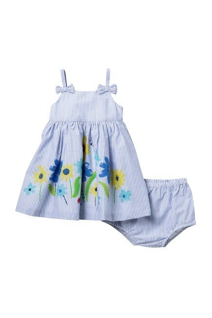 Floral Border Sun Dress & Bloomers 2-Piece Set (Baby Girls)