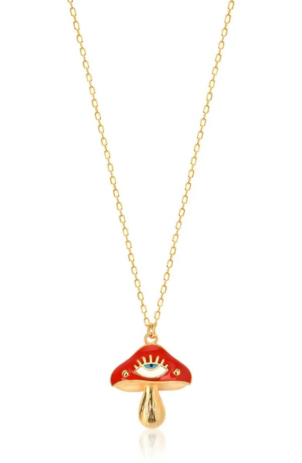 Vacay Dreamy Collection 14K Gold Plated Sterling Silver Lucky Magic Mushroom Charm Necklace