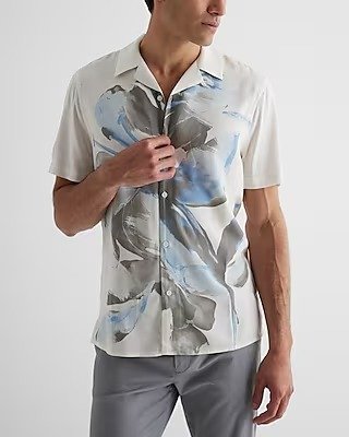 Watercolor Floral Rayon Short Sleeve Shirt