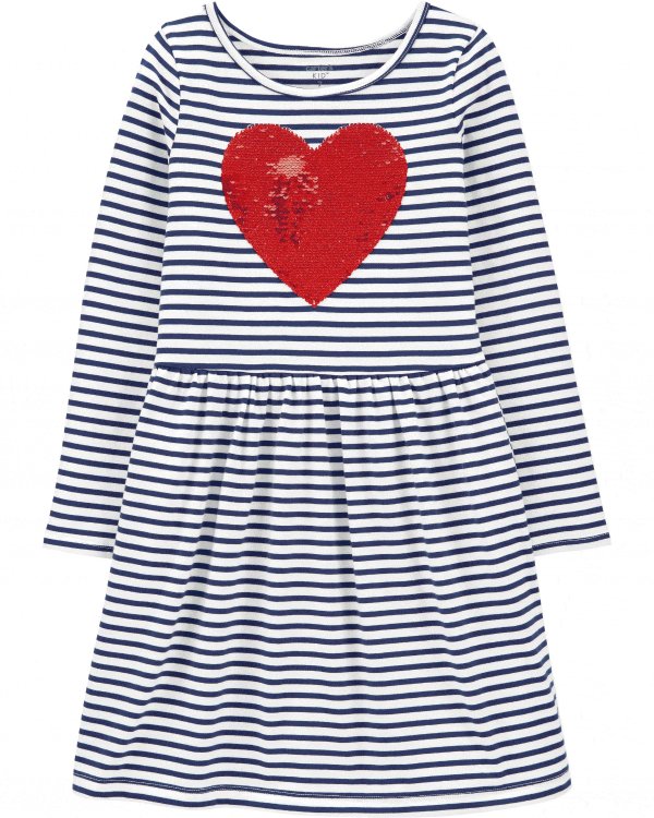 Flip Sequin Heart Striped Jersey DressFlip Sequin Heart Striped Jersey Dress