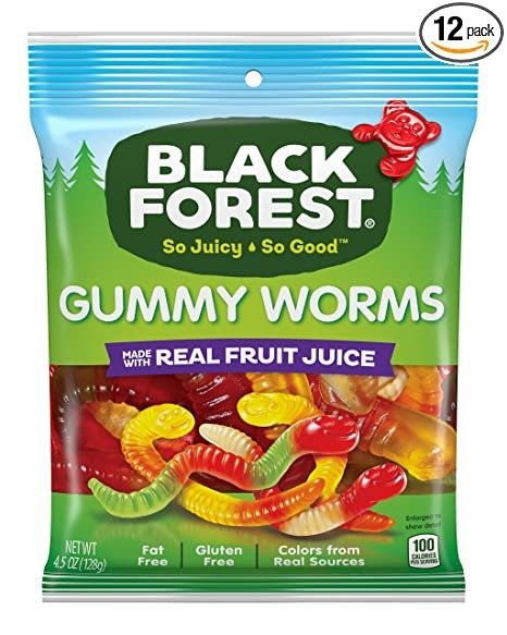 Gummy Worms, 4.5 Ounce Bag, Pack of 12