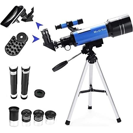 Telescope for Kids 8-12, 2 Eyepieces Portable Telescopes for Adults Astronomy Professional Beginners with Finderscope, Tripod, Phone Adapter