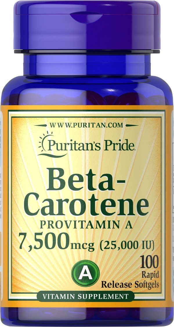 Beta-Carotene 25,000 IU 100 Softgels | Eye Health Supplements| Puritan's Pride