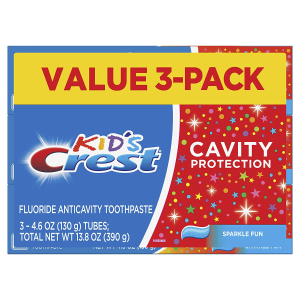 Crest Kid's Cavity Protection Toothpaste, Sparkle Fun Flavor, 4.6 ounces, Pack of 3