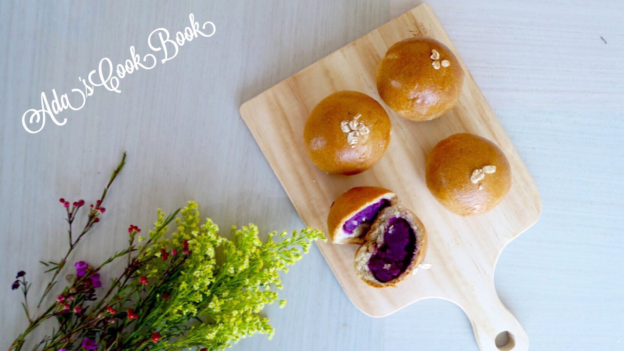 【烘焙包点】紫薯夹心全麦面包 （少油少糖版）