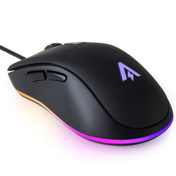 Gaming Mouse with 6Dpi Levels (800, 1600, 2400, 3200, 4800, and 6400), 1000 Hz Polling Rate, Programmable Buttons, Ergonomic USB Computer Mouse, RGB Gamer Desktop Laptop PC Gaming Mouse