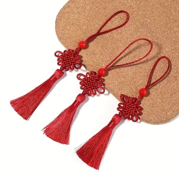 6pcs Red Chinese Knot Design Tassel Pendant, For Phone Case, Bookmark & For Lunar New Year's Gifts, Festival Decorations, For Home Room Living Room Office Decor, Valentine's Day New Year Easter Gift