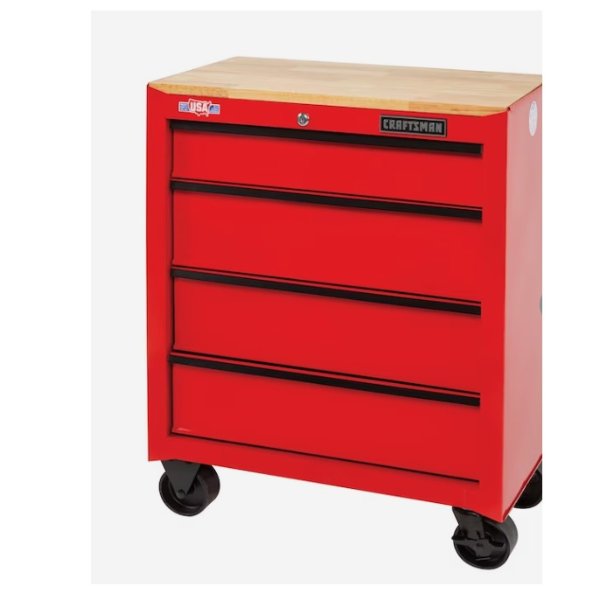 26.2-in L x 32.5-in H 4-Drawers Rolling Red Wood Work Bench