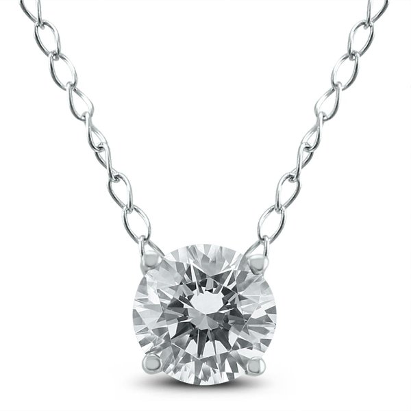 1/4 Carat Floating Round Diamond Solitaire Necklace in 14K White Gold