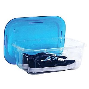 Staples 6 QT Shoe Box, Clear with Blue Lid