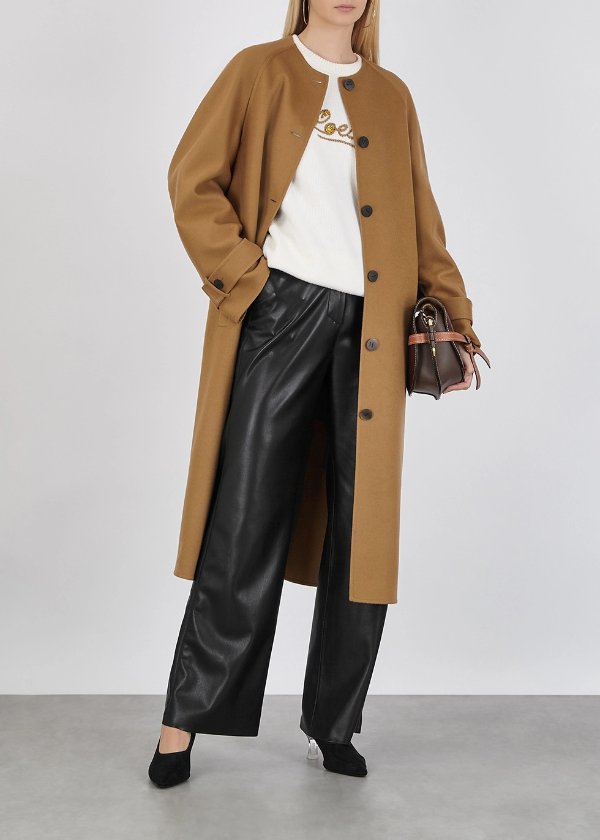 Camel wool and cashmere-blend coat