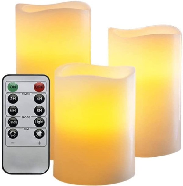 Flameless Candles Battery Operated with Remote, LED Pillar Candles, Fake Candle Set of 3 Decorative Candles for Wedding Decor by LED Lytes