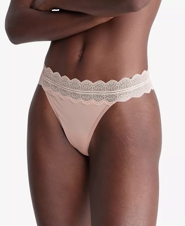 Women's Lace Trim Thong Underwear QD3779