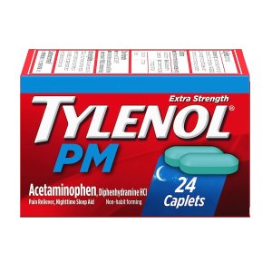 Tylenol PM Extra Strength Nighttime Pain Reliever & Sleep Aid Caplets, 500 mg Acetaminophen & 25 mg 24 Count