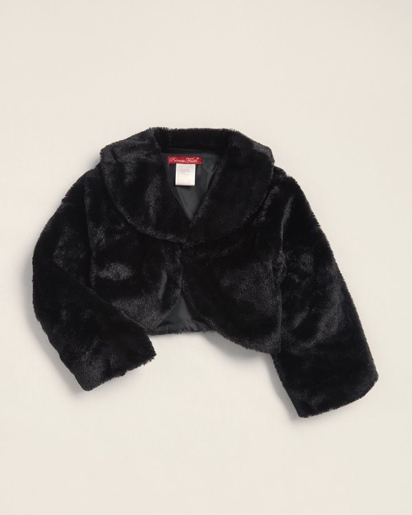 (Girls 7-16) Faux Fur Shawl Collar Jacket