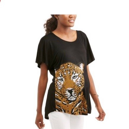 Women's Short Sleeve Leopard Graphic Swing T-Shirt
