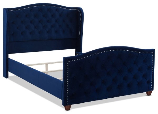 Marcella Upholstered Bed, Navy Blue, Queen