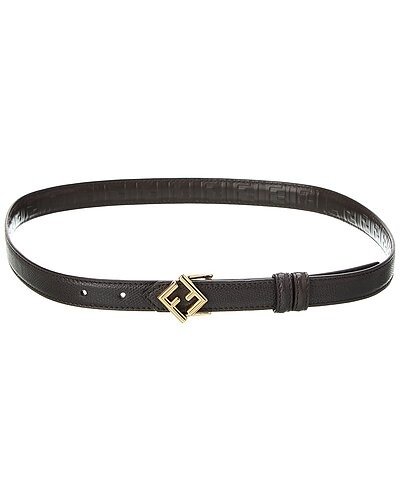 FF Buckle Leather Belt / Gilt