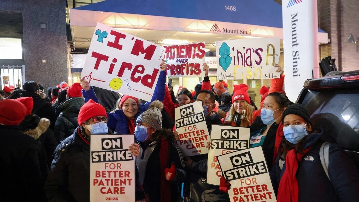 纽约两家大医院护士罢工