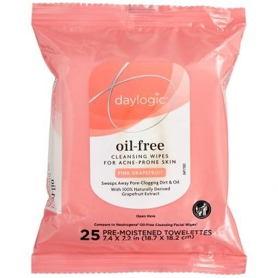 Daylogic Oil-Free Pink Grapefruit Cleansing Wipes for Acne Prone Skin - 25 ct