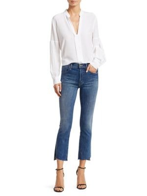 MOTHER - Insider High-Rise Frayed Hem Cropped Jeans