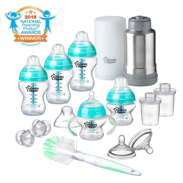 Tommee Tippee Advanced Anti-Colic Newborn Baby Bottle Feeding Gift Set, Heat Sensing Technology, Breast-Like Nipple, BPA-Free