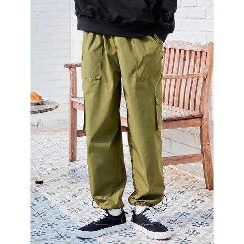 Solid Pockets Cargo Pants Casual Button Front Pants Women's - Temu
