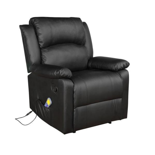 Black Power Massage Reclining Chair with Heat and Massage Heated Vibrating Suede