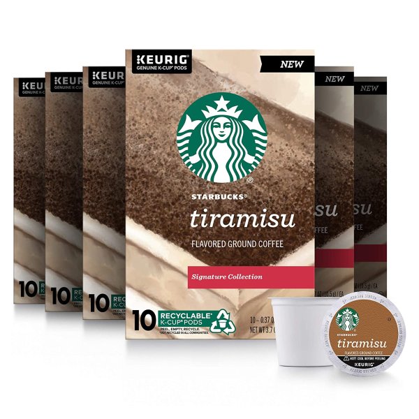 Flavored K-Cup Coffee Pods, Tiramisu for Keurig Brewers, 10 Count (Pack of 6)