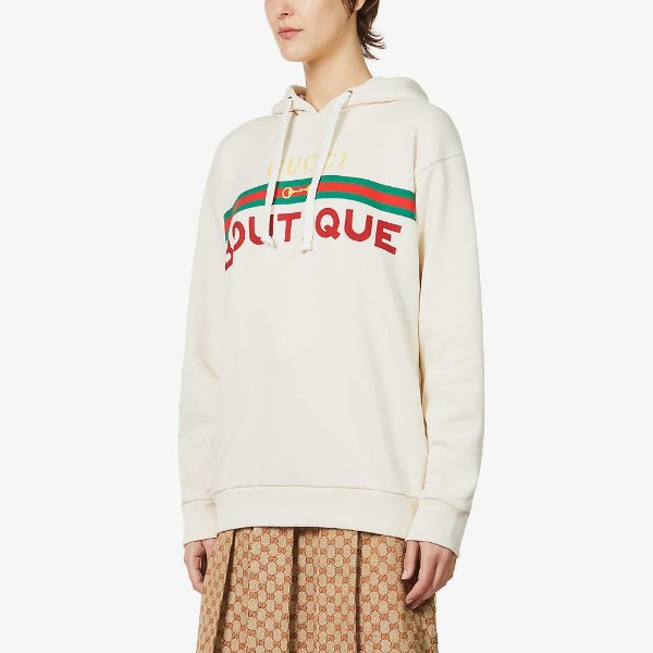 Boutique graphic-print cotton-jersey hoody