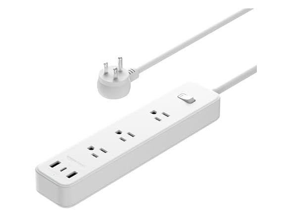 5FT 3 Outlet 3 USB Port Power Strip Extension Cord (1 USB-C and 2 USB-A)