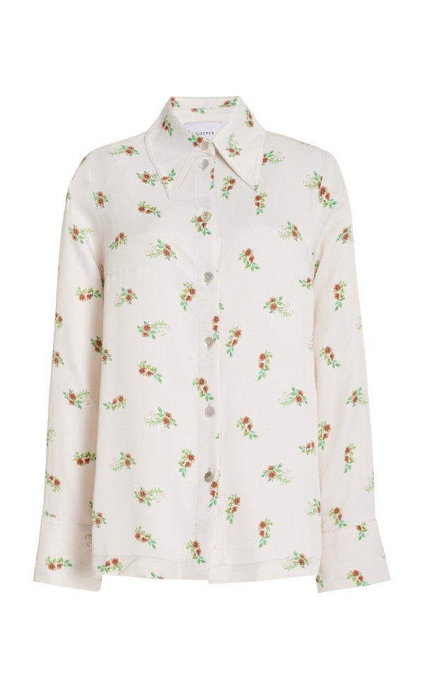 Blossom-Printed Satin Shirt