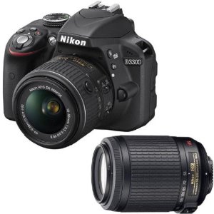 (翻新)尼康 D3300 单反相机+18-55mm VR II+55-200 VR镜头
