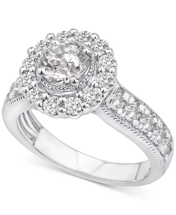 Diamond Halo Engagement Ring (2 ct. t.w.) in 14k White Gold