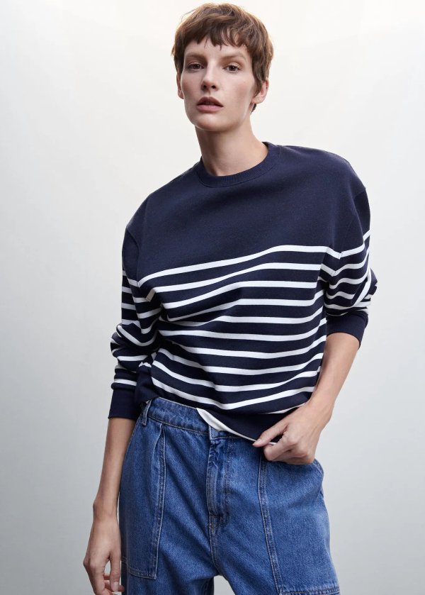 Striped cotton-blend sweatshirt