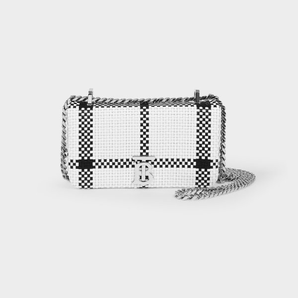 Lola Mini Bag in Black and White Check Printed Grain Leather