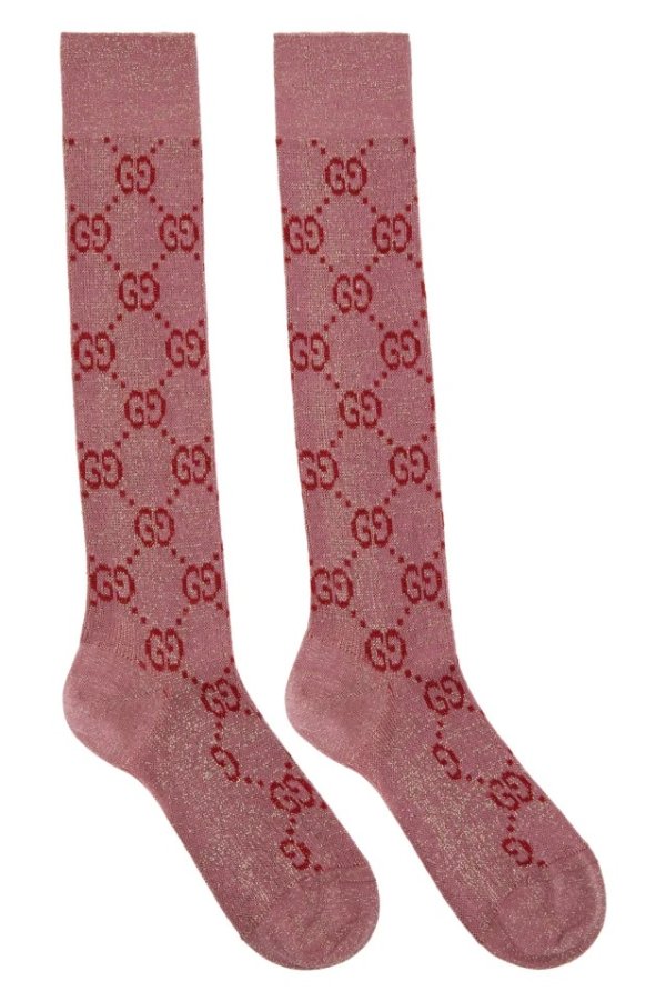 Pink & Red Lame GG Socks
